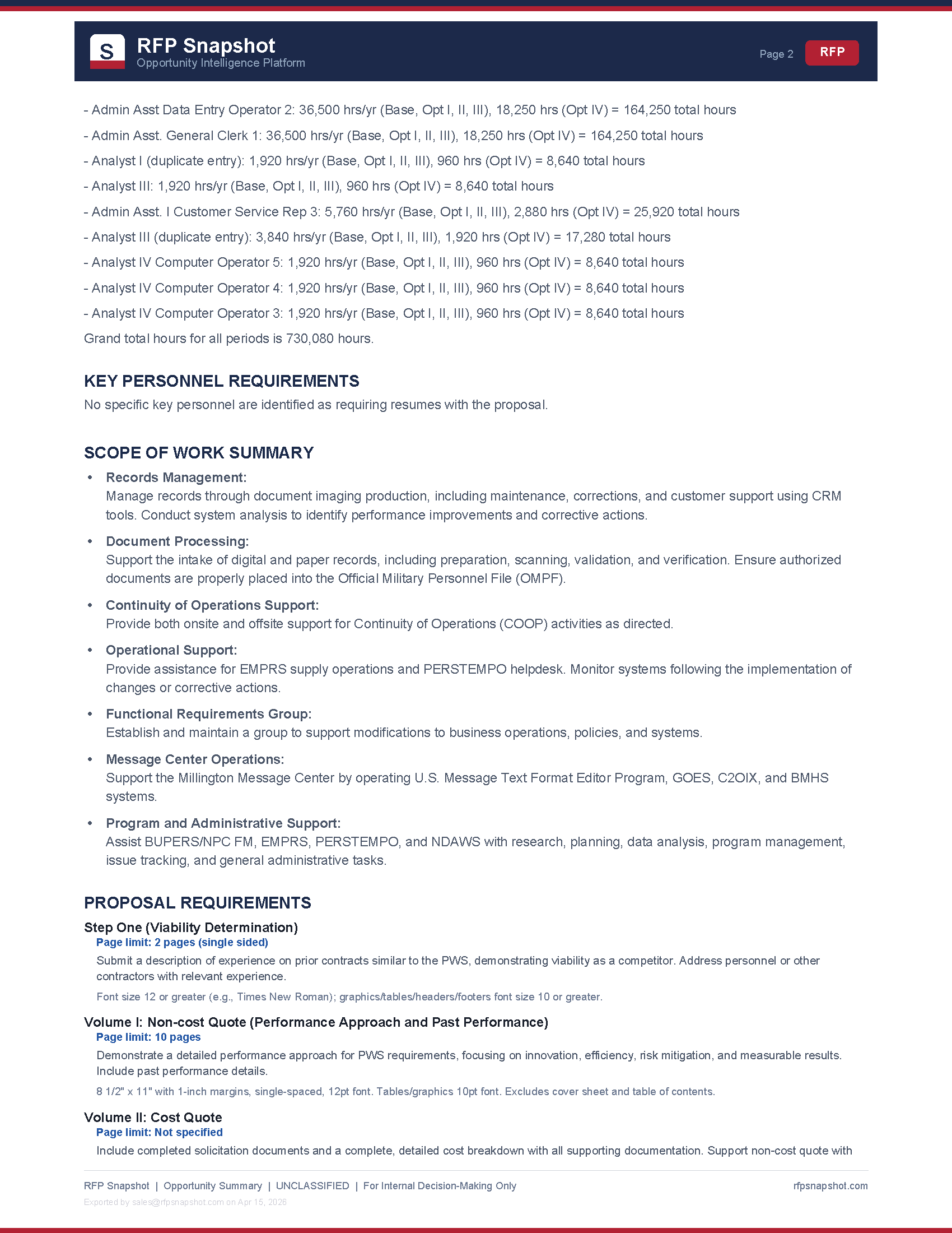 NPC RAMS Snapshot Page 2: Scope of work and proposal requirements