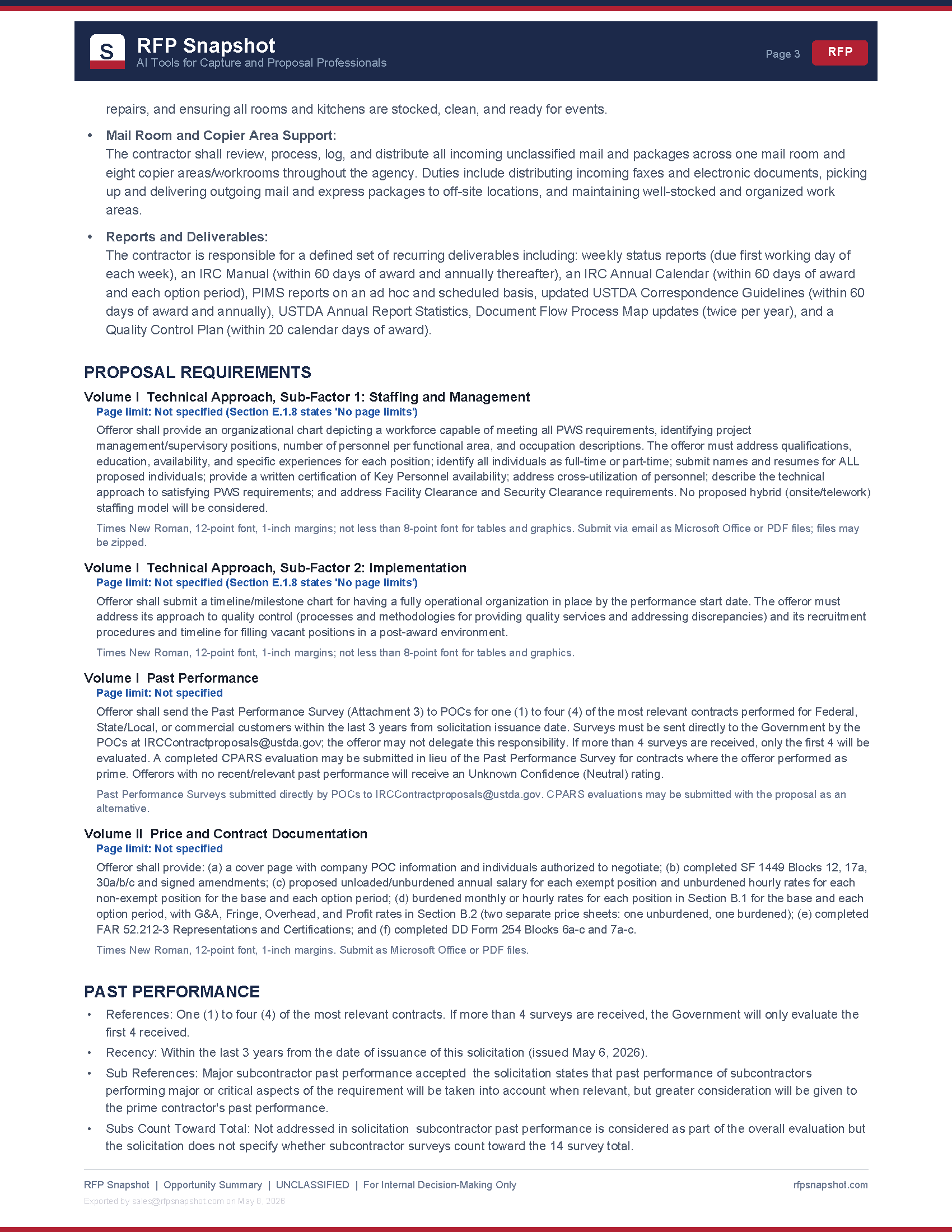USTDA IRC Snapshot Page 3: Proposal requirements and evaluation criteria
