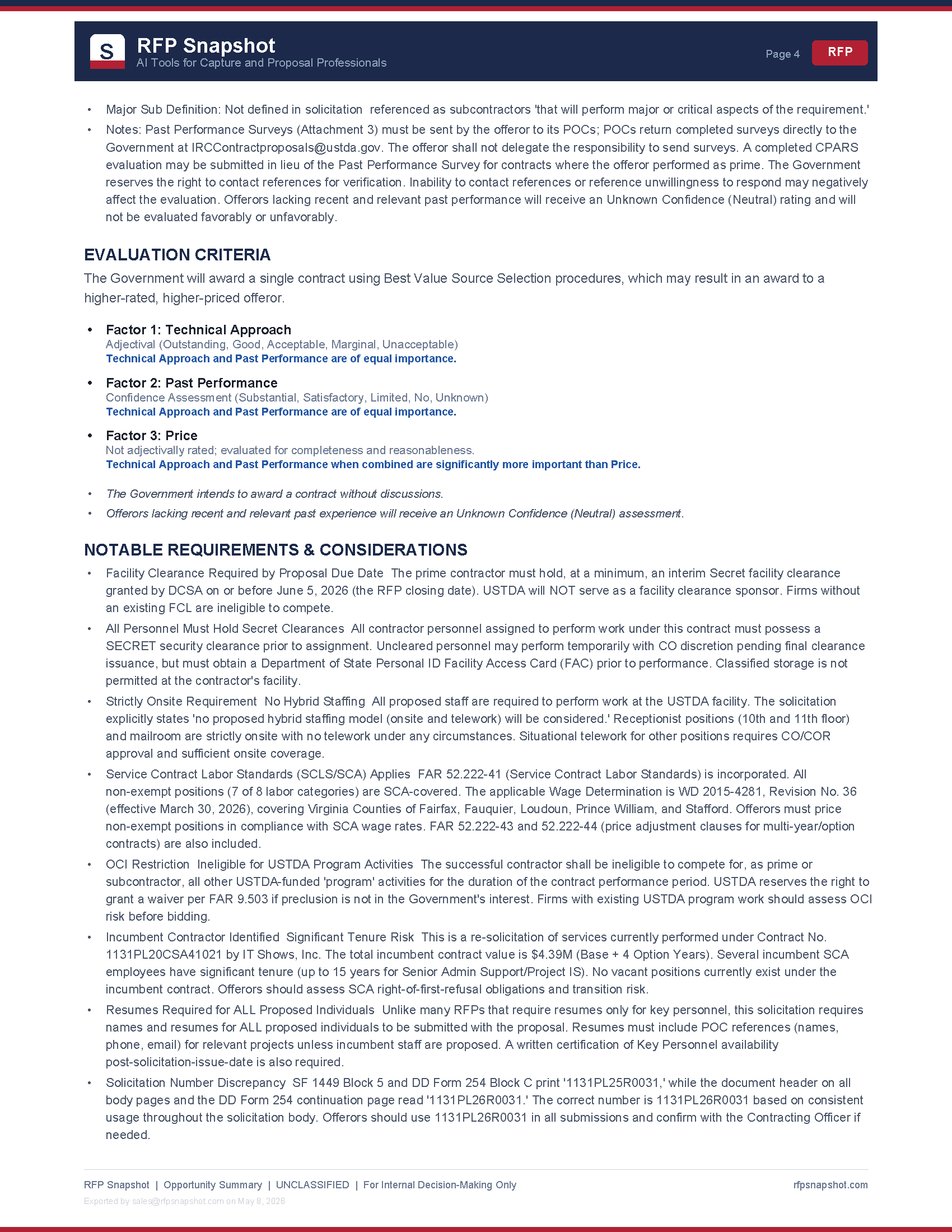 USTDA IRC Snapshot Page 4: Notable requirements and considerations